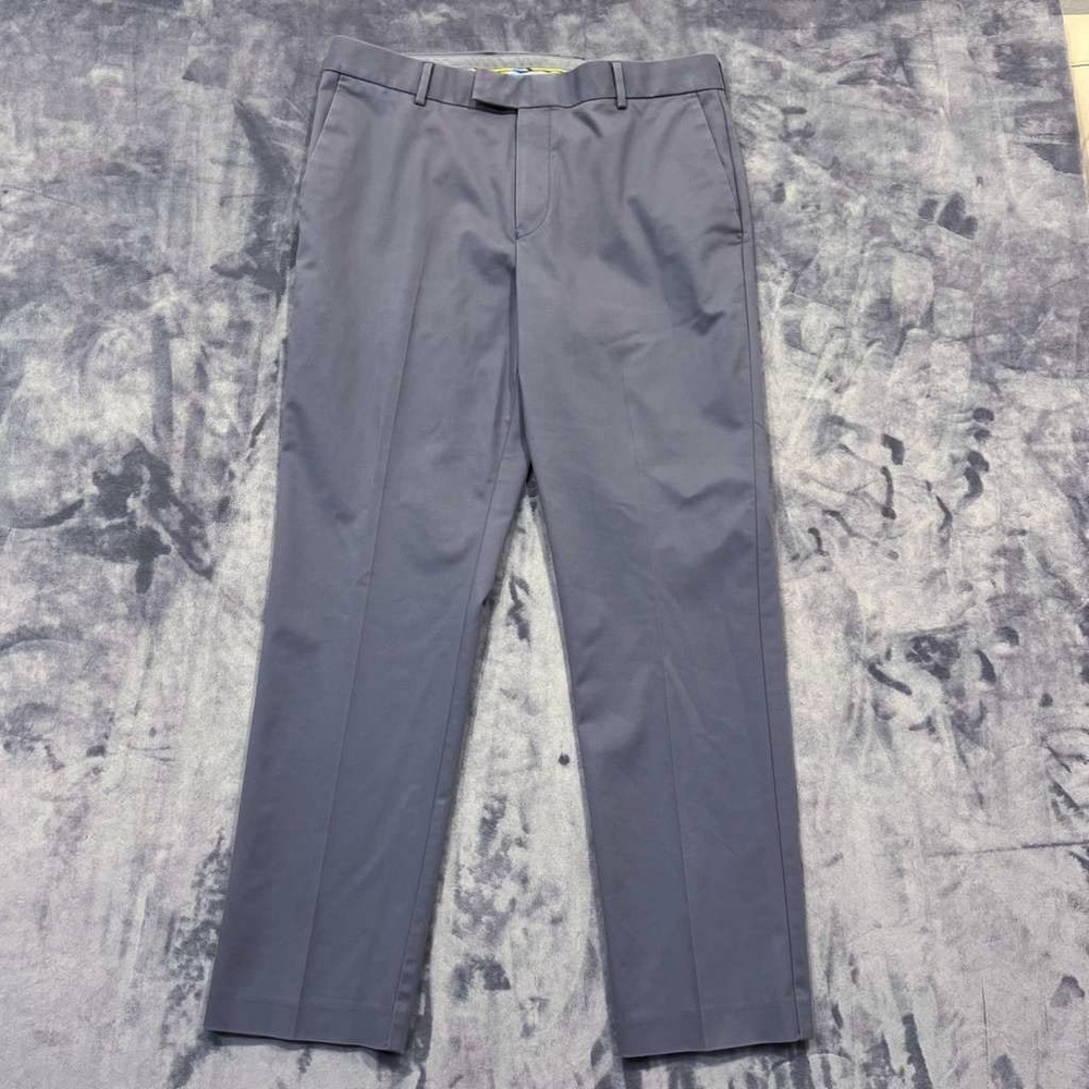Charles Tyrwhitt Slim Fit Mens Dress Pants 34x30 Gray Non Iron Cotton Flat Front